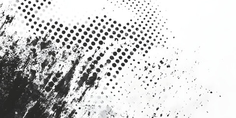 black spots, splashes and dotted paint marks on a white background. grunge texture of old background