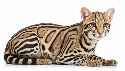Ocelot on white background isolated