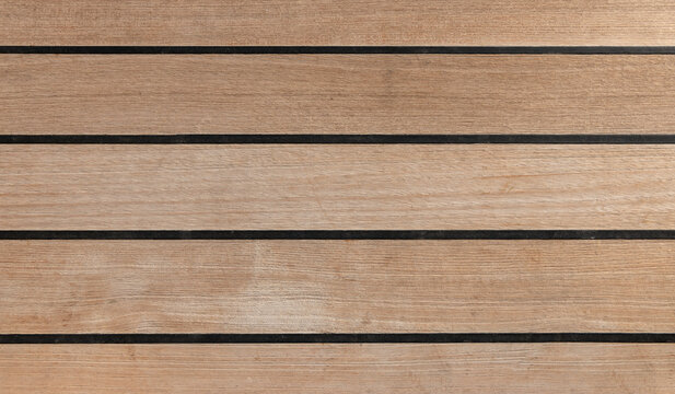 Teak Boat Deck Flooring Texture Background. Hardwood with Black Lines.