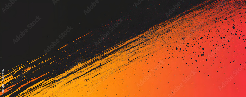 Poster abstract dynamic orange and black background. grunge background with texture of particles and spots.