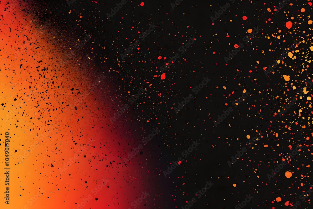 Poster abstract dynamic orange and black background. grunge background with texture of particles and spots.