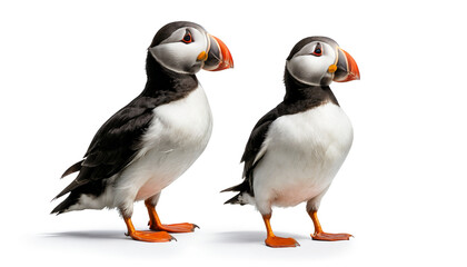 Naklejka premium Puffin on white background isolated