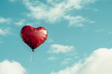 Fototapeta premium A balloon shaped like a human heart floating in the sky.