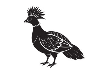 Victoria crowned pigeon silhouette vector illustration, Victoria crowned pigeon silhouette