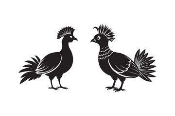 Fototapeta premium Victoria crowned pigeon silhouette vector illustration, Victoria crowned pigeon silhouette