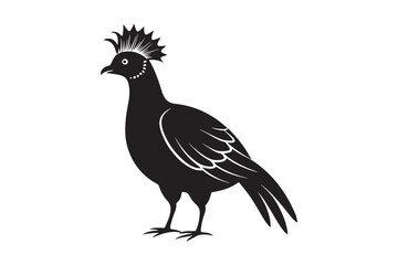 Victoria crowned pigeon silhouette vector illustration, Victoria crowned pigeon silhouette