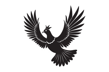 Obraz premium Victoria crowned pigeon silhouette vector illustration, Victoria crowned pigeon silhouette