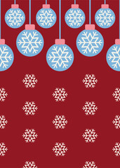 Christmas Holiday seamless pattern cozy elements, garland snowball with snowflakes, star, festive decorations on a red background. Perfect for greeting cards, wallpapers, and cheerful seasonal decor