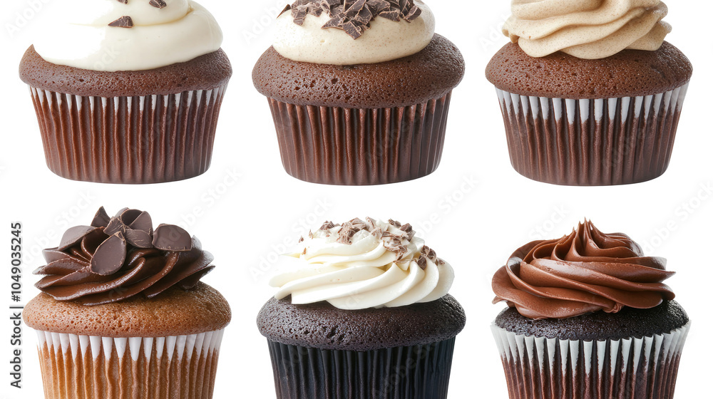 Aufkleber chocolate cupcakes displayed on a clear background generative ai