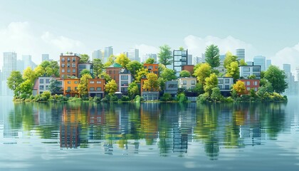 Obraz premium Urban Resilience Strategy, Urban Heat Island Effect, a city’s comprehensive plan for resilience against climate change.