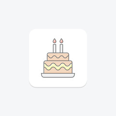 Cake lineal color icon , vector, pixel perfect, illustrator file