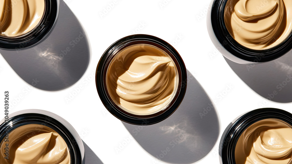 Aufkleber creams in bowls casting shadows on a transparent background generative ai
