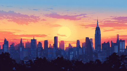 Fototapeta premium Rooftop view of a city skyline