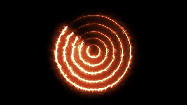 Circle Fire shape frame glowing neon circle recycling animation