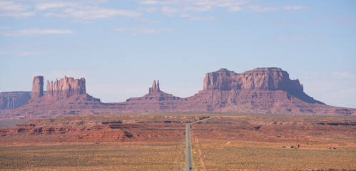 red, brown, and yellow rock formations of hematite, iron oxide in Monument Valley, Arizona USA