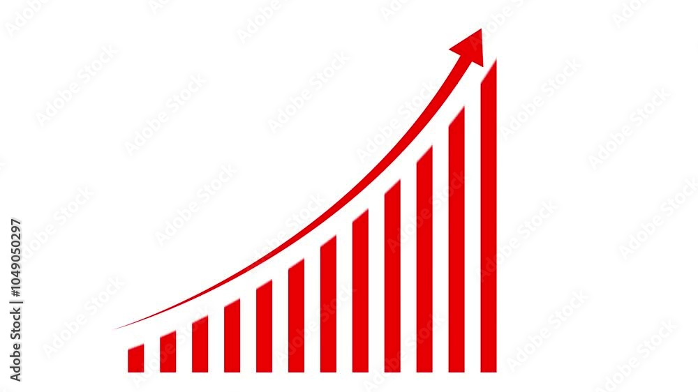 Poster finance business graph chart with up-arrow. hi-tech style business concept technology chart with whi