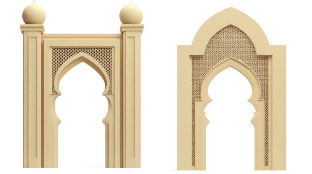 Beautiful Eastern Ancient Arab Arch Entrances to Buildings on Display Generative AI