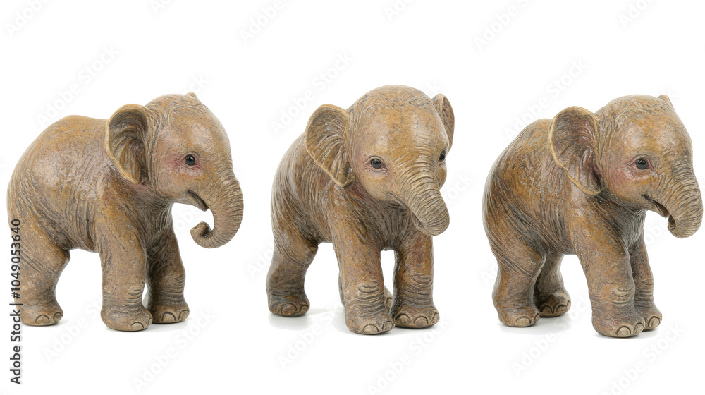 Poster charming elephants in varied poses on a transparent background generative ai