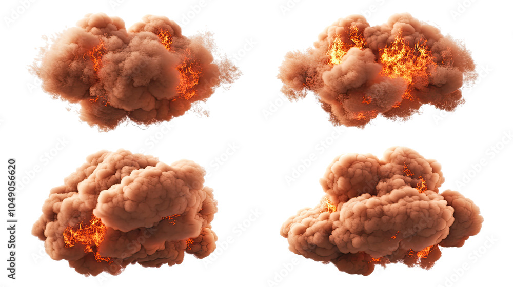 Poster dynamic flame clouds on transparent background generative ai
