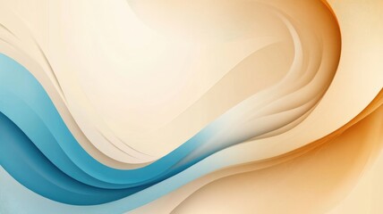 Abstract wavy design with beige and blue gradients, smooth flow