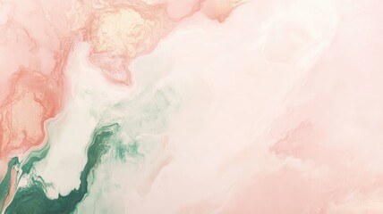 Fototapeta premium Abstract painting with swirls of pink, green, and cream