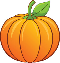 Obraz premium Yellow Pumpkin with leaves Vector Illustration