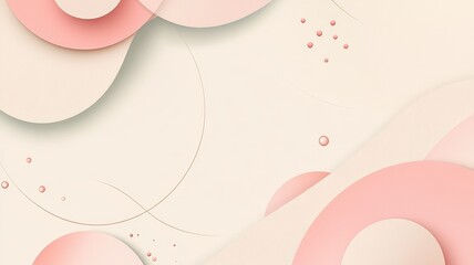 Abstract soft pink and beige background with circles arcs