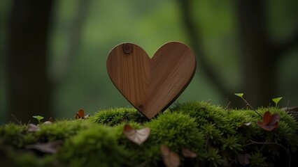 Wooded heart surrounded by woodlands. Love of nature. Valentine.