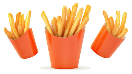 Colorful Potato Fries in Clear Containers Generative AI