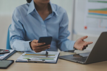 Business Documents, Auditor businesswoman checking searching document legal prepare paperwork or report for analysis TAX time,accountant Documents data contract partner deal in workplace office