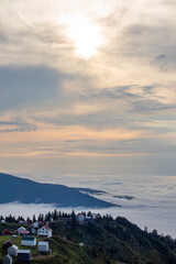 Sea of ​​clouds high in the mountains of Adjara, Georgia, Gomismta place