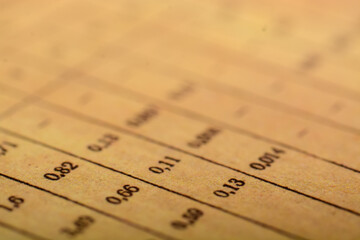 The numbers are organized in rows and columns, forming a table or chart.