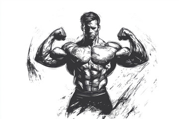 A man with a muscular build is flexing his biceps