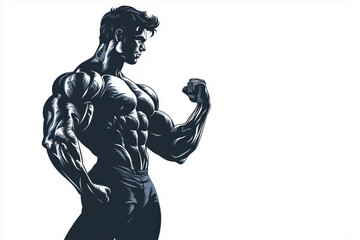 A man with a muscular build is flexing his arm