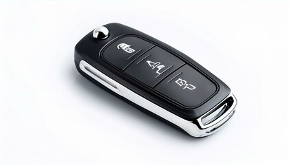 Black car key on white background