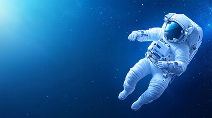 Astronaut floating in space amidst a starry background during a space exploration mission