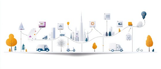 Modern Flat Design Project Management Chart Illustration
