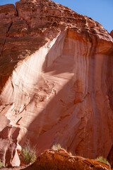 red, brown, and yellow rock formations of hematite, iron oxide in Arizona USA