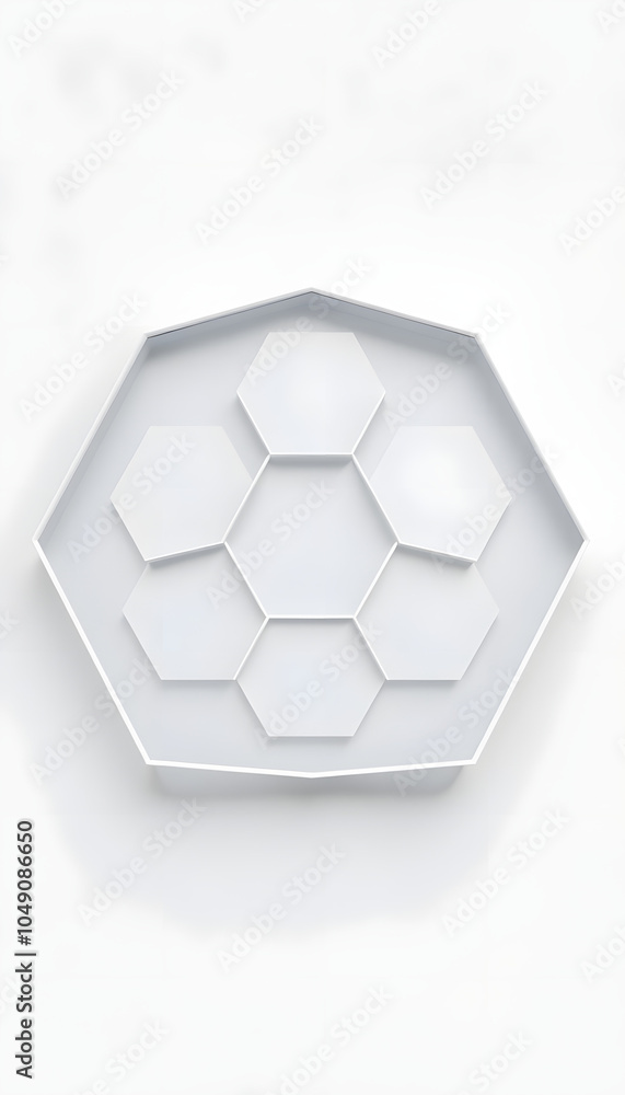 Sticker abstract hexagon geometry background - 3d render design isolated with white highlights, png