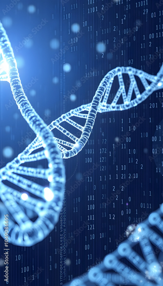Wall mural abstract digital background. science background. big data digital code, data transmission and dna bi