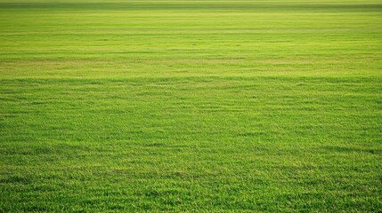 Naklejka premium A vast expanse of lush green grass under a clear sky, symbolizing nature's tranquility.