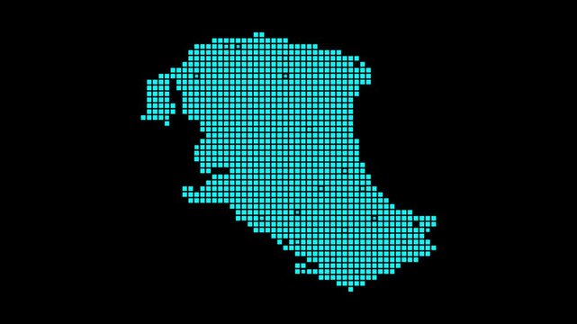 Parrot Cay digital map. Map of Parrot Cay in dotted style. Shape of the island filled with rectangles. Elegant video.