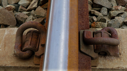 Close up of railway retaining clip