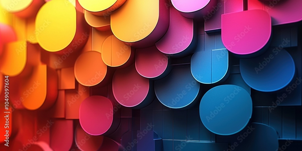 Aufkleber Abstract 3D Pattern with Colorful Circles and Rectangles