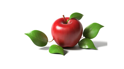 red apple with green leaf