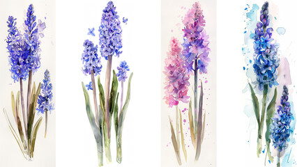 Obraz premium Hyacinths bookmarks printable design features delicate, colorful floral art perfect for spring. These blooming flower bookmarks bring a fresh, nature-inspired touch to your reading.