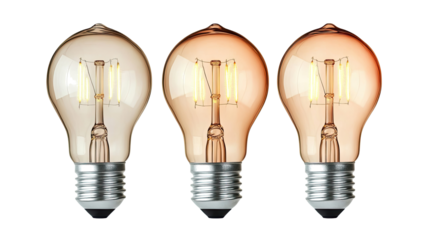 Elegant Light Bulbs on Transparent Background Generative AI