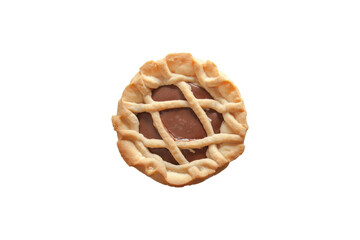 chocolate tartlet in white background