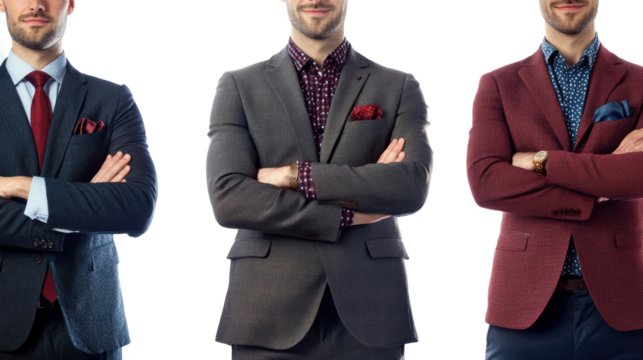 Confident Men in Suits With Arms Crossed on White Generative AI
