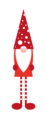 Vector illustration. Geometric gnome Santa Claus icon cartoon on white background.